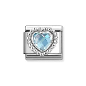Element Link Nomination Composable Silver Serce Błękitna Cyrkonia 330606/006