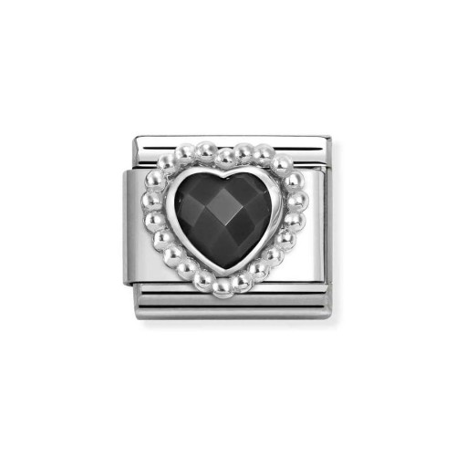 Element Link Nomination Composable Silver Serce Czarna Cyrkonia 330606/011