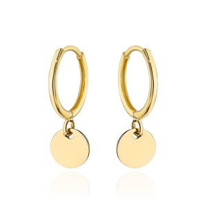 Kolczyki złote kółeczko z wiszącym pełnym kołem 