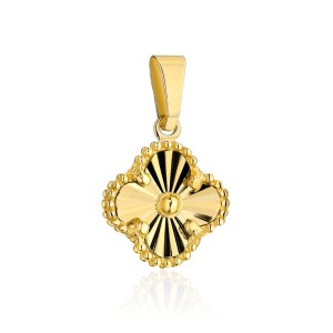 Zawieszka złota diamentowana koniczynka 8 mm 