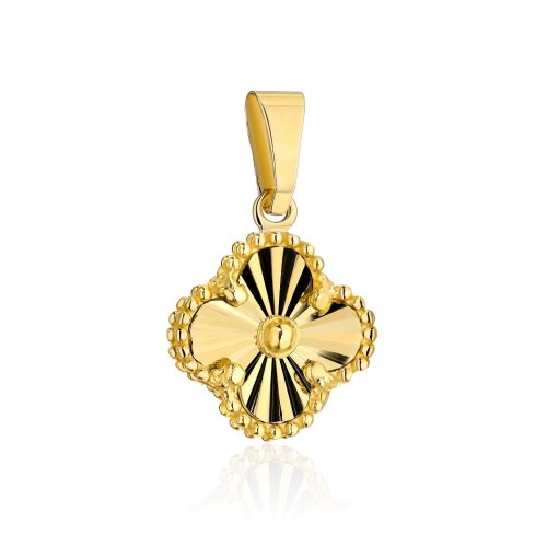 Zawieszka złota diamentowana koniczynka 8 mm 