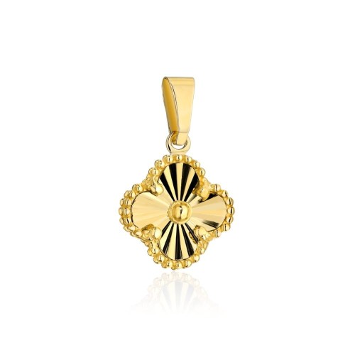 Zawieszka złota diamentowana koniczynka 6 mm 