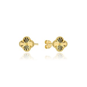 Kolczyki złote diamentowana koniczynka 6 mm 