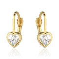 Kolczyki złoty kontur serca i biały kamień (Gramatura: 1.44)