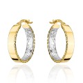 Kolczyki złote kółka wewnętrznie diamentowane w dwóch kolorach złota większe (Gramatura: 2.44)