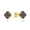 Kolczyki złote z czarną koniczynką 6 mm (Gramatura: 1.99)