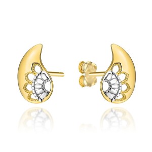 Kolczyki złote zdobione skrzydła w dwóch kolorach złota (