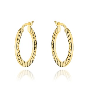 Kolczyki złote kółka żłobione po bokach 