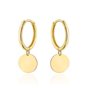 Kolczyki złote kółko z wiszącym pełnym kołem 