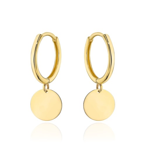 Kolczyki złote kółko z wiszącym pełnym kołem 