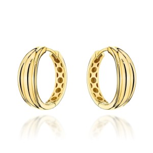 Kolczyki złote kółka zdobione żłobieniem