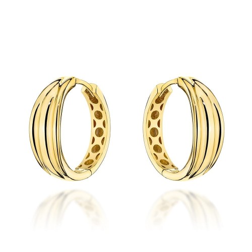 Kolczyki złote kółka zdobione żłobieniem