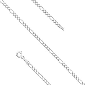 Srebrny łańcuszek  diamentowany figaro płaskie SL-FIEX60R