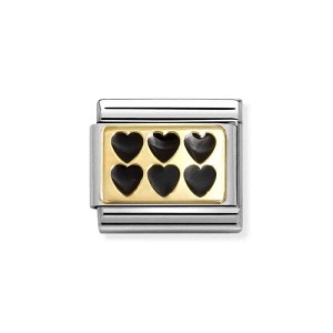 Element Link Nomination Composable Gold Serca z czarną emalią 030284/67