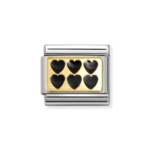 Element Link Nomination Composable Gold Serca z czarną emalią 030284/67