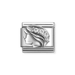 Element Link Nomination Composable Silver Znak zodiaku Panna z białymi cyrkoniami 330326/06