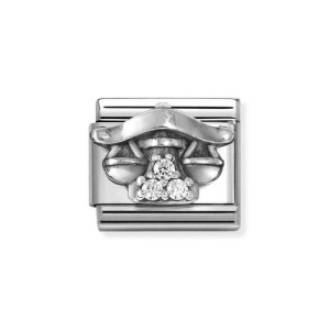 Element Link Nomination Composable Silver Znak zodiaku Waga z białymi cyrkoniami 330326/07