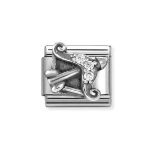 Element Link Nomination Composable Silver Znak zodiaku Strzelec z białymi cyrkoniami  330326/09