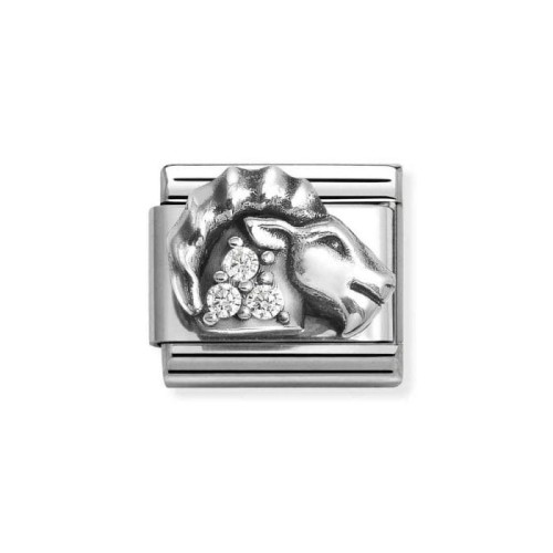 Element Link Nomination Composable Silver Znak zodiaku Koziorożec z białymi cyrkoniami 330326/10