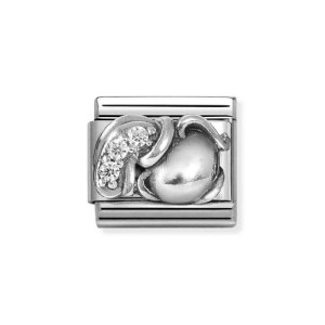Element Link Nomination Composable Silver Znak zodiaku Wodnik z białymi cyrkoniami 330326/11
