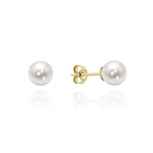 Kolczyki złote z perłą na sztyfcie 