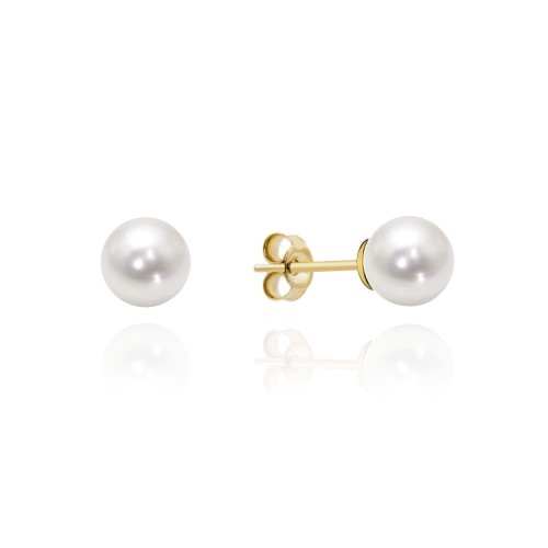 Kolczyki złote z perłą na sztyfcie 