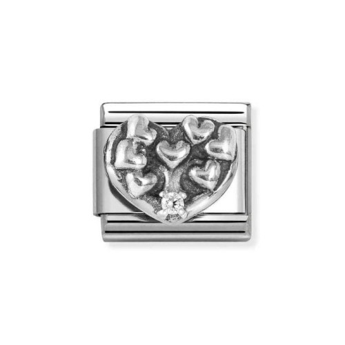 Element Link Nomination Composable Silver Serce z drzewem życia i białą cyrkonią 330311/20
