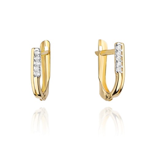 Złote kolczyki z Brylantem KO-028 0,15ct próba 585 
