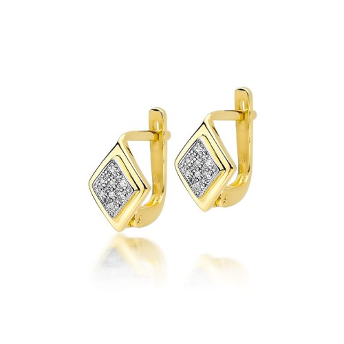 Złote kolczyki z Brylantem KO-052 0,08ct próba 585  