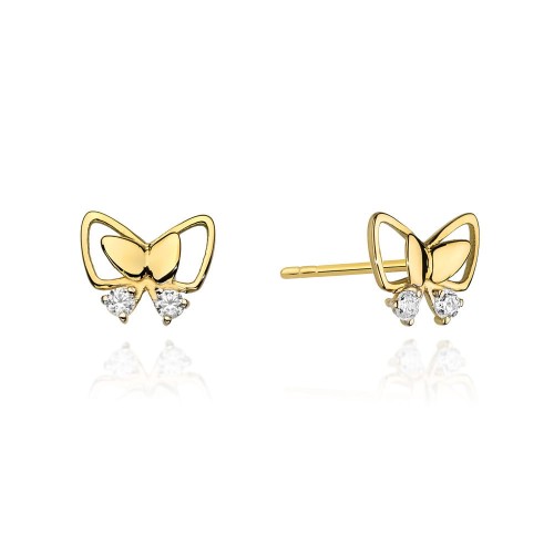 Złote kolczyki z Brylantem KO-059 0,08ct próba 585  