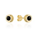 Kolczyki złote mały czarny kamyk otoczony złotem (Gramatura: 0.58)