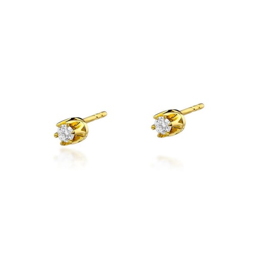 Złote kolczyki z Brylantem K-0032 2x 0,10 ct próba 585   