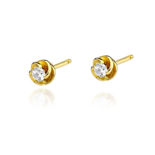 Złote kolczyki z Brylantem K-0329 2x 0,08 ct próba 585 