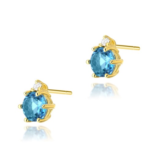 Złote kolczyki z Topazem K-0076 2x 0,50 ct próba 585  