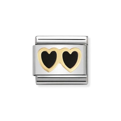 Element Link Nomination Composable Gold czarne serca 030207/04