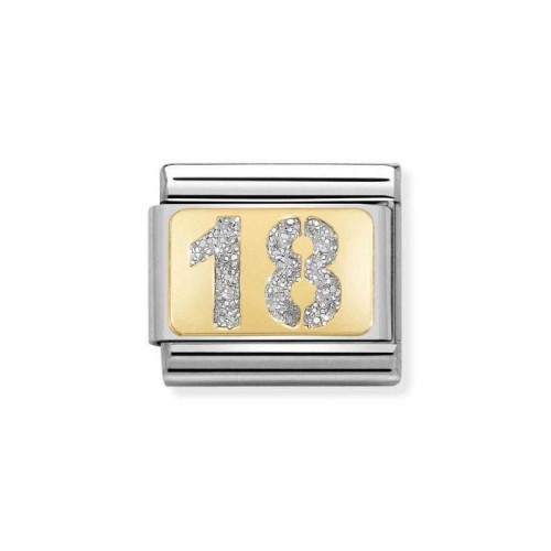 Element Link Nomination Composable Gold liczba 18 z brokatem 030224/01