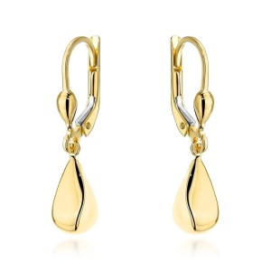 Kolczyki złote geometryczne łezki na angielskim zapięciu 