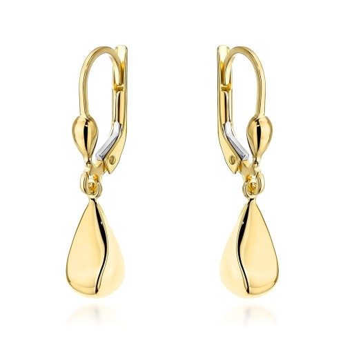 Kolczyki złote geometryczne łezki na angielskim zapięciu 