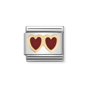 Element Link Nomination Composable Gold Czerwone serca 030207/02