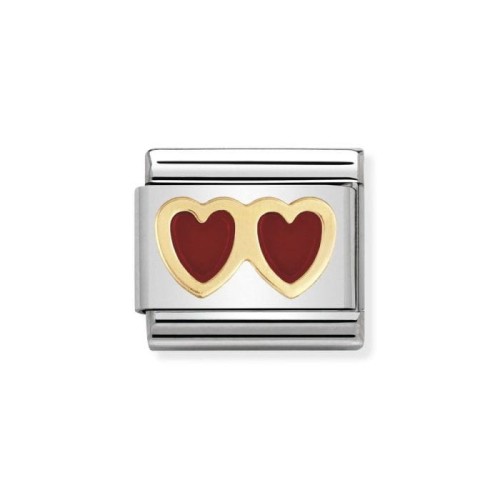 Element Link Nomination Composable Gold Czerwone serca 030207/02