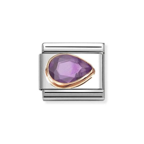 Element Link Nomination Composable Rose Gold Kropla Fioletowa Cyrkonia prawa 430606/001