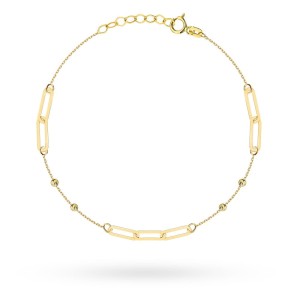 Bransoletka złota splecione ogniwa i diamentowane kulki 