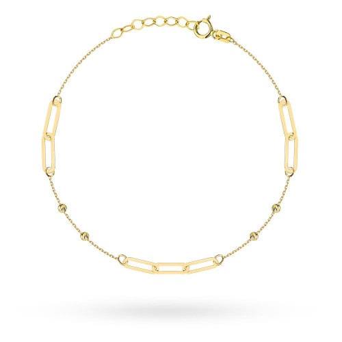 Bransoletka złota splecione ogniwa i diamentowane kulki 