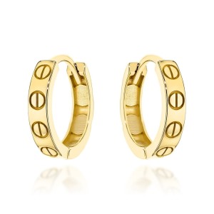 Kolczyki złote kółeczka ze zdobieniem 