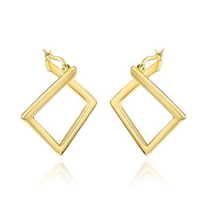 Kolczyki złote geometryczne romby 