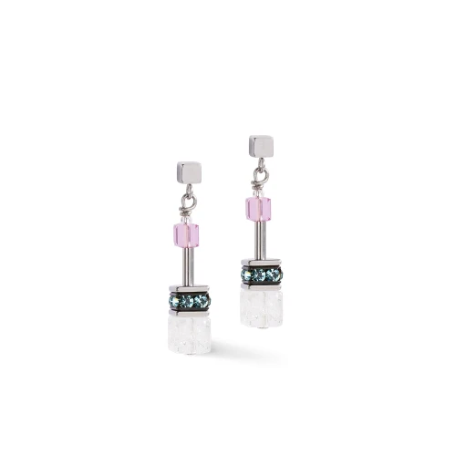 Kolczyki Coeur De Lion GeoCUBE® Iconic Precious różowo-liliowe 4905/21-1927