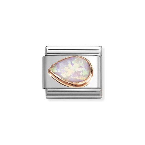 Element Link Nomination Composable Rose Gold Różowy Opal lewa kropla 430513/38