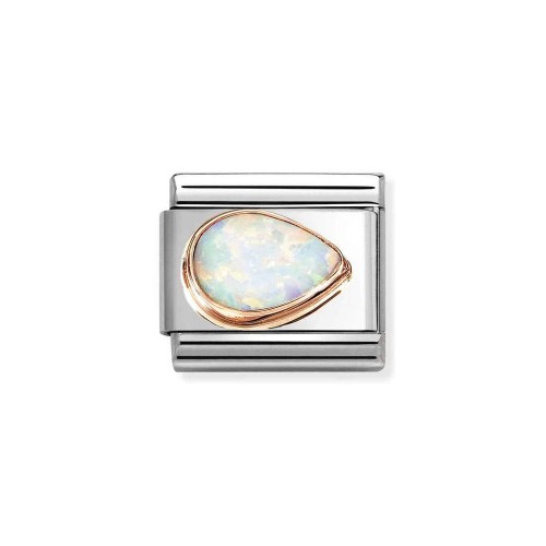 Element Link Nomination Composable Rose Gold Biały Opal prawa kropla 430514/07