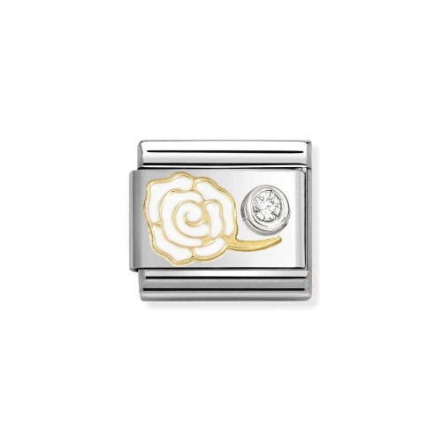 Element Link Nomination Composable Gold & Silver Biała Róża 630302/07