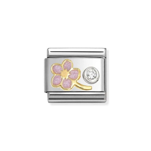 Element Link Nomination Composable Gold & Silver Różowa Niezapominajka 630302/08